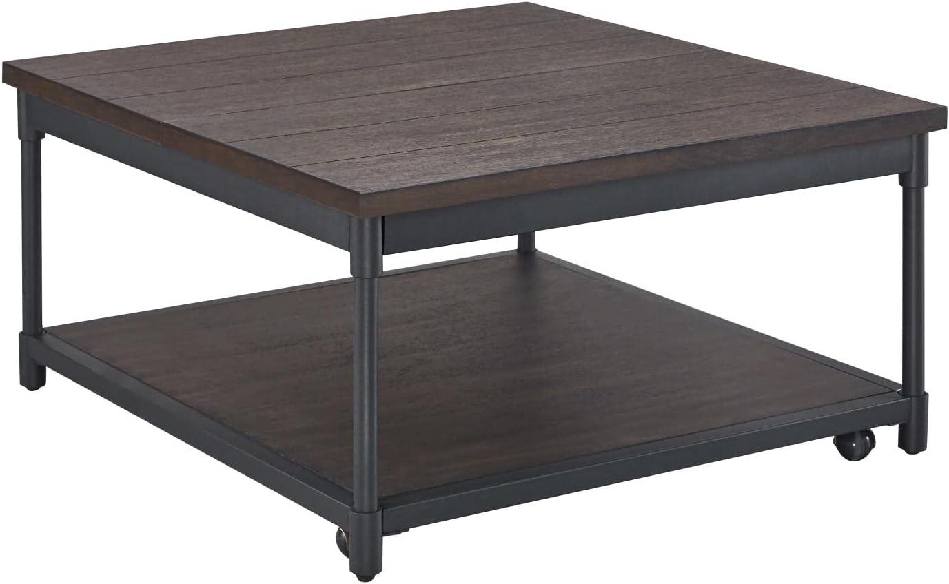 Transitional Prescott 36" Square Lift-Top Cocktail Table in Brown and Black