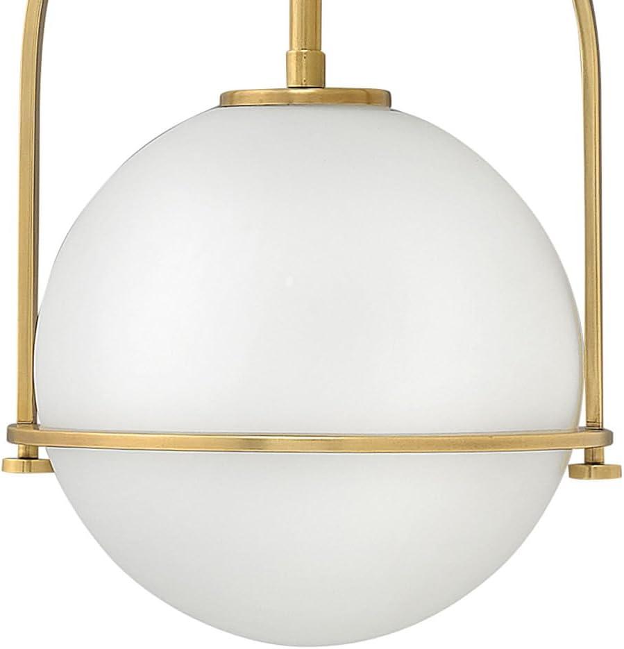 Heritage Brass Etched Opal Glass Globe Pendant Light