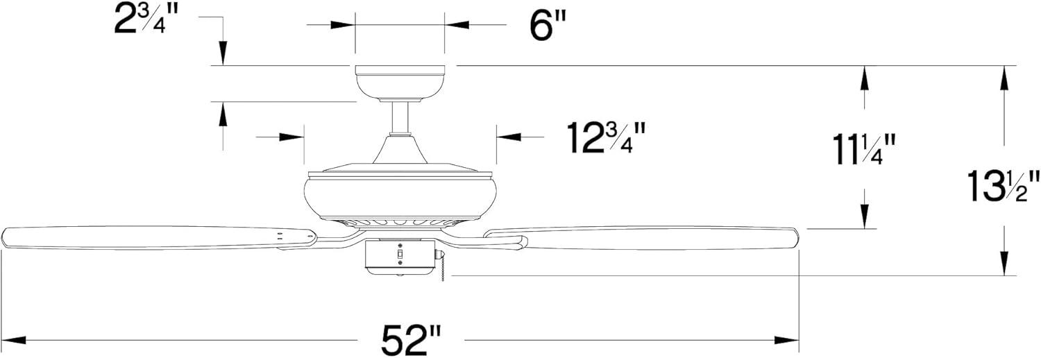 52" Brushed Nickel Ceiling Fan with Silver Composite Blades