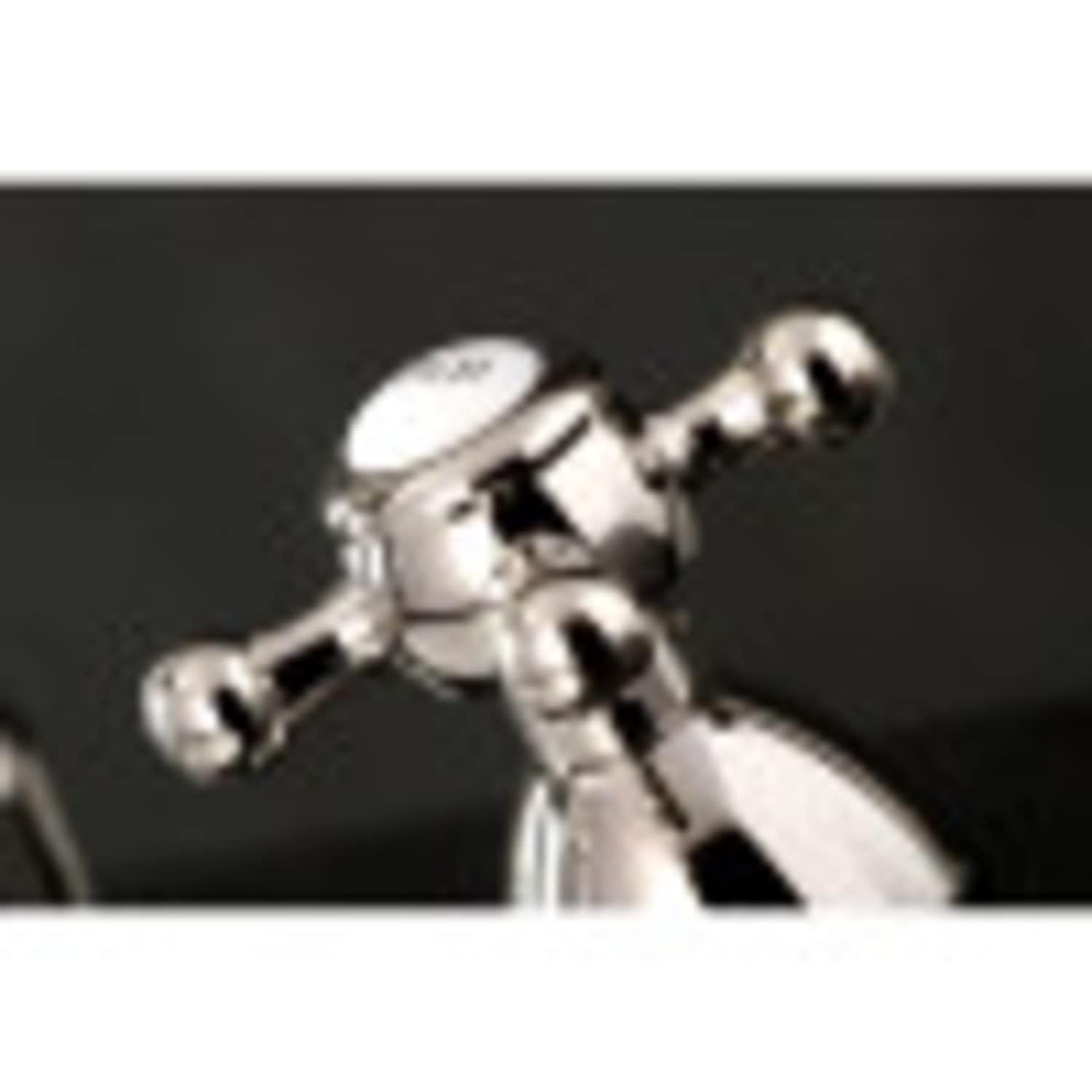 Kingston Brass Heritage Two-Handle 3-Hole Deck Mount Widespread Bathroom Faucet with Brass Pop-Up Drain