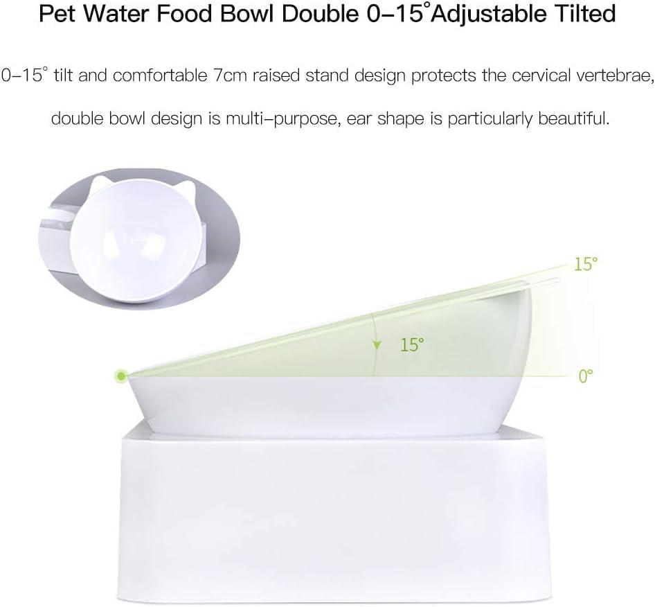 Marchul Tilted Cat Bowl Set for Food and Water, Food Feeding Raised Dishes for Puppies