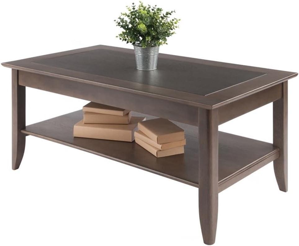 Santino Coffee Table Oyster Gray - Winsome: Wooden Rectangle Design, Fixed Shelf, MDF & Veneer, Living Room Furniture