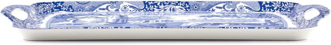 Pimpernel Blue Italian Large Melamine Hndld Tray 18.9 X11.6"