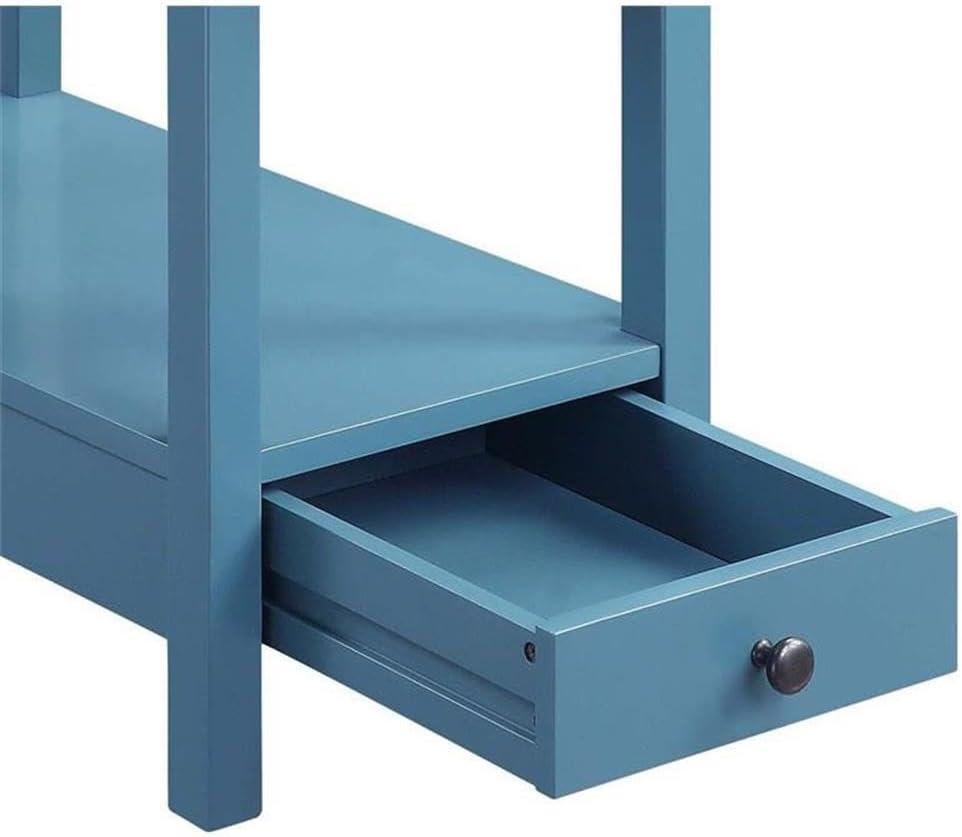 Byzad Side Table with USB Charging Dock Teal - Acme Furniture: Modern Storage, Drawer, Shelves, MDF Wood