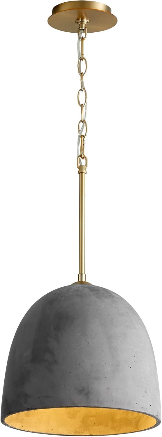 Aged Brass and Dark Gray Concrete LED Pendant Light