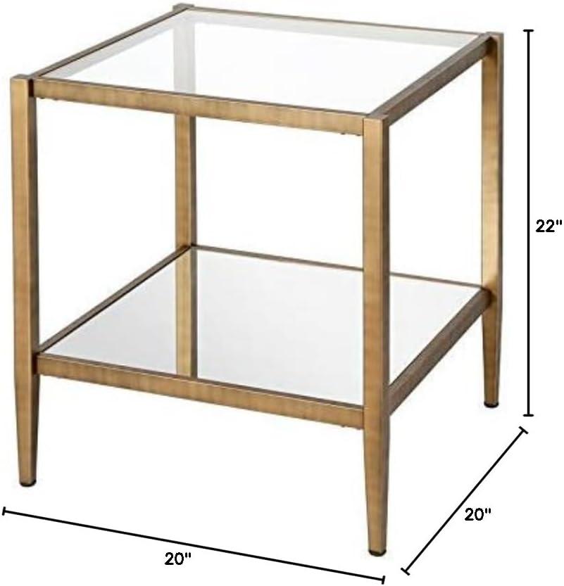 Evelyn&Zoe 20" Brass Metal/Glass Side Table