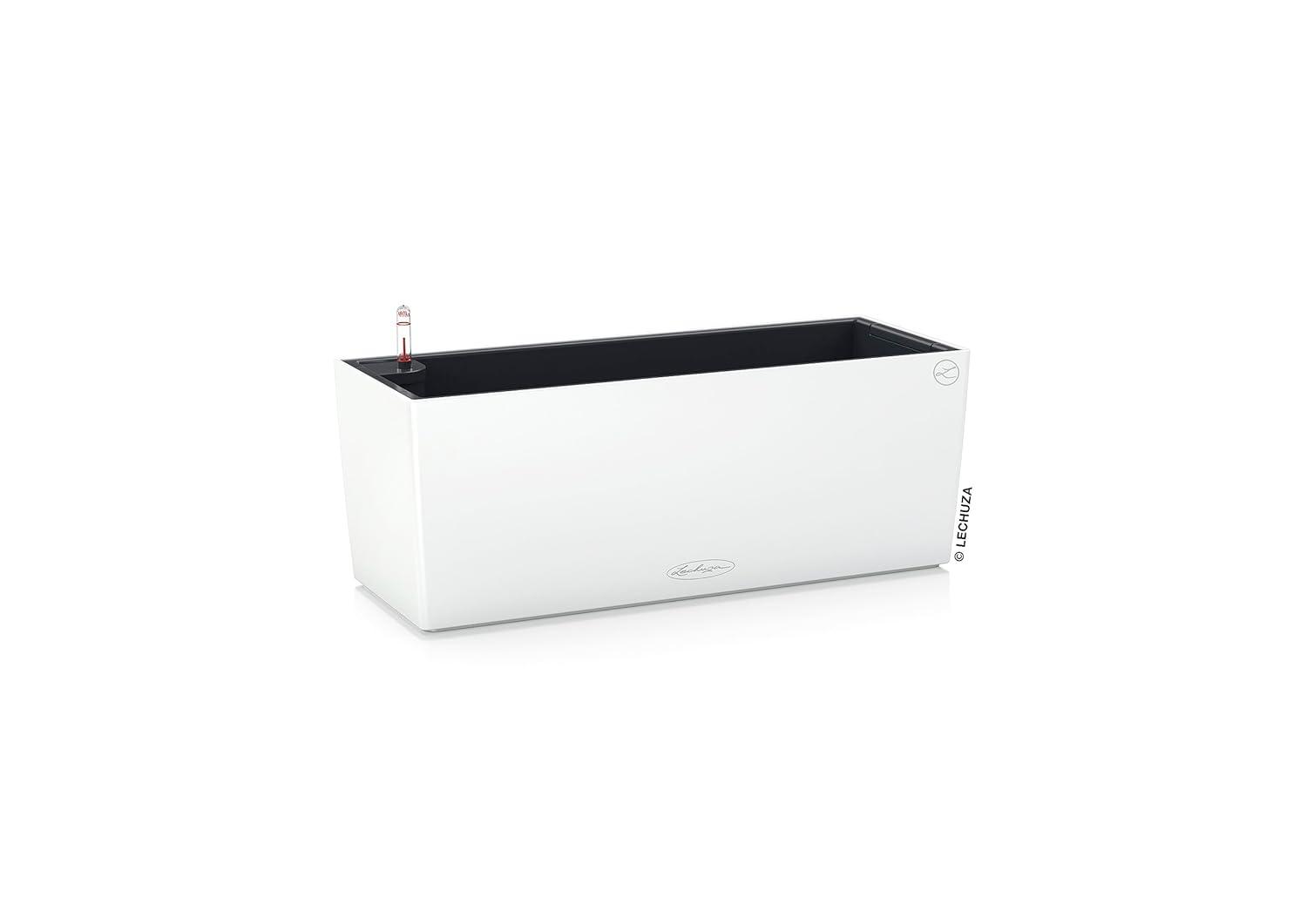 Sleek Matte White Rectangular Self-Watering Planter - 20"W