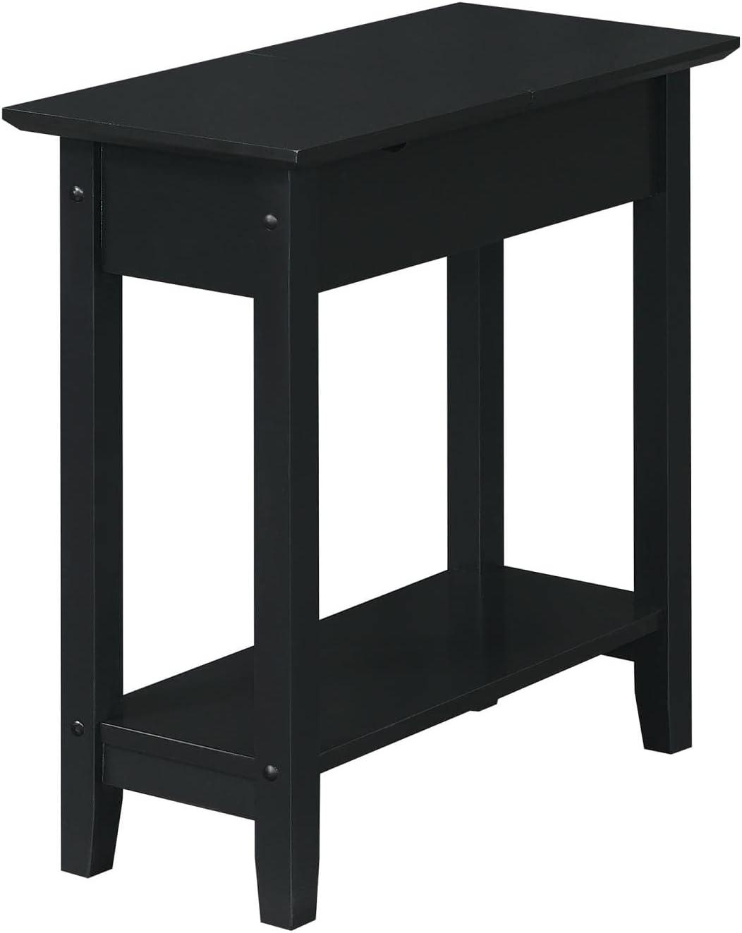 American Heritage Black Flip Top End Table with USB Charging