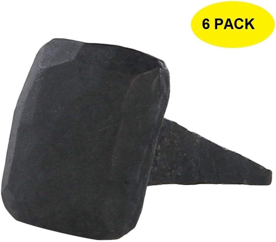 Set of 6 Black Iron Decorative Clavos with Rectangular Flat Head