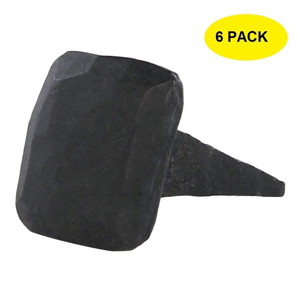 Set of 6 Black Iron Decorative Clavos with Rectangular Flat Head