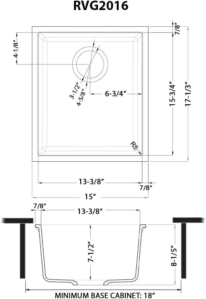 Midnight Black Granite Composite Undermount Single Bowl Sink