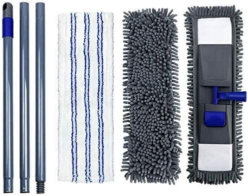 Gray Microfiber Flat Mop with Washable Pads for Hardwood Floors