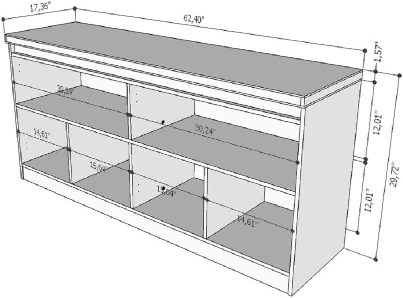 62.99" Viennese 6 Shelf Buffet Cabinet - Manhattan Comfort