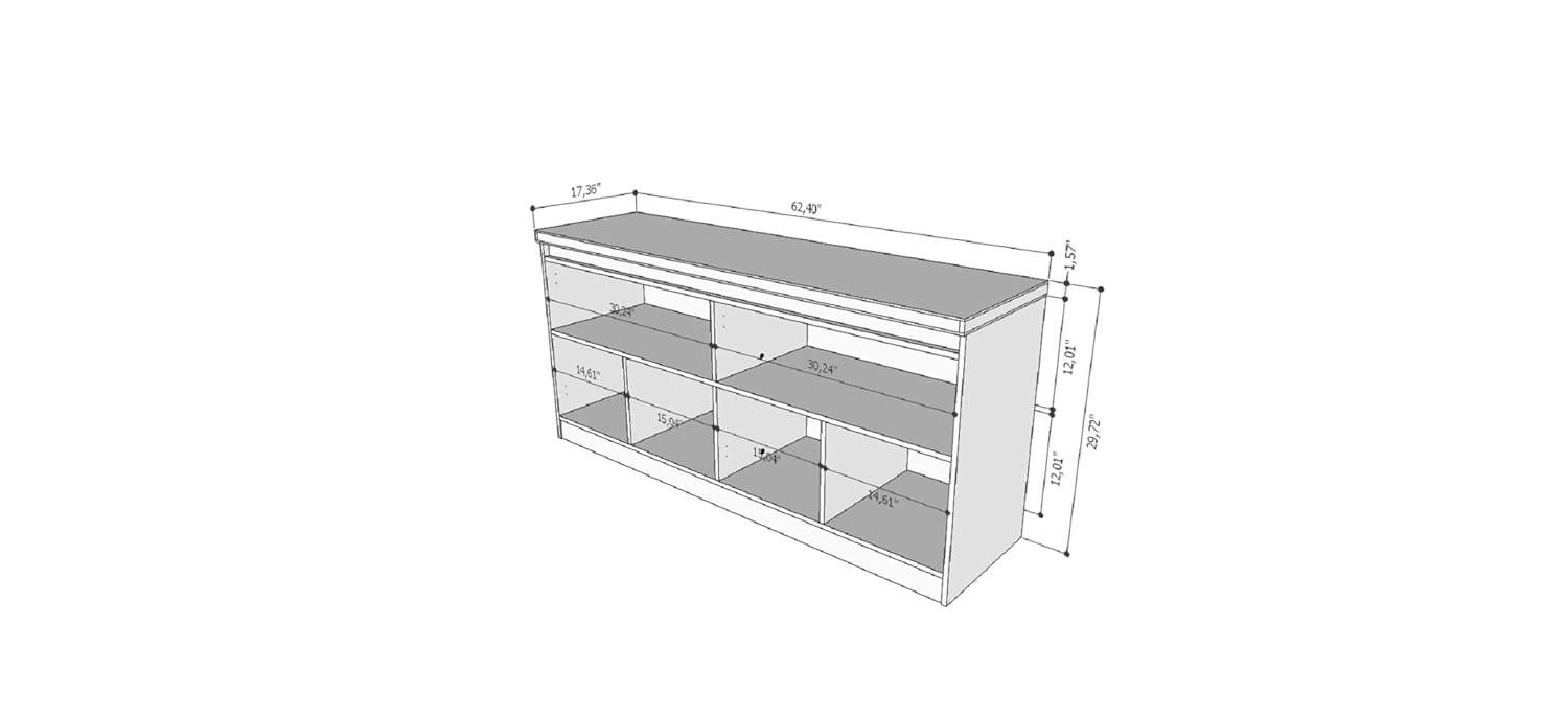 62.99" Viennese 6 Shelves Buffet Cabinet Matte Black - Manhattan Comfort: Modern Credenza Console
