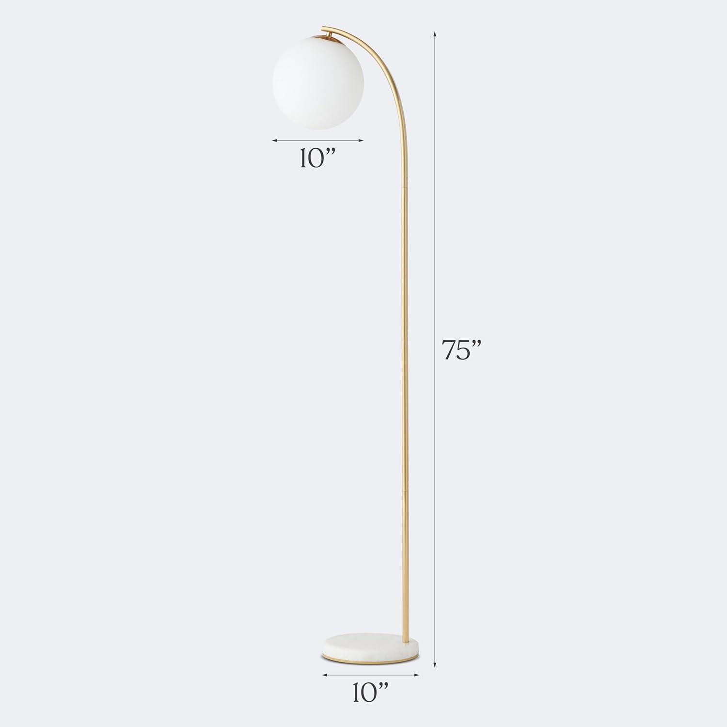 Luna Drop 75 in. Modern LED Arc Floor Lamp with Frosted Glass Globe Shade