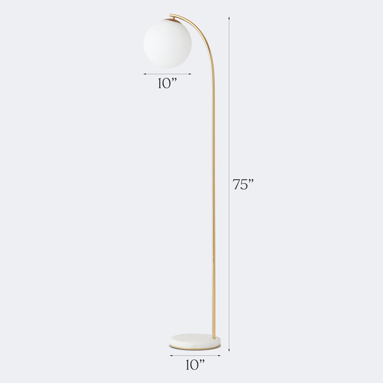 Brightech Luna Drop 75 in. Modern LED Arched Standing Floor Lamp with Frosted Glass Globe Shade