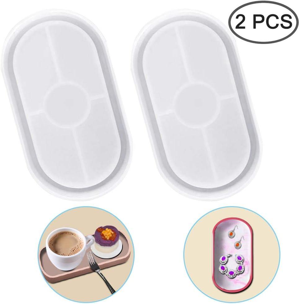 AFUNTA DIY Oval Silicone Coaster Mold,2 Pcs Soft Flexible Oval Crystal Silicone Molds for Casting with Resin, Concrete, Cement and Polymer Clay - Transparent White