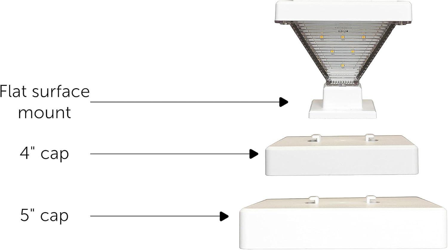 Gama Sonic Luxor Black 4x4 and 5x5 Solar LED Deck Post Cap Light with Warm White and Hi/Lo Mode for Backyard and Wood Fence(2-Pack) (Set of 2)