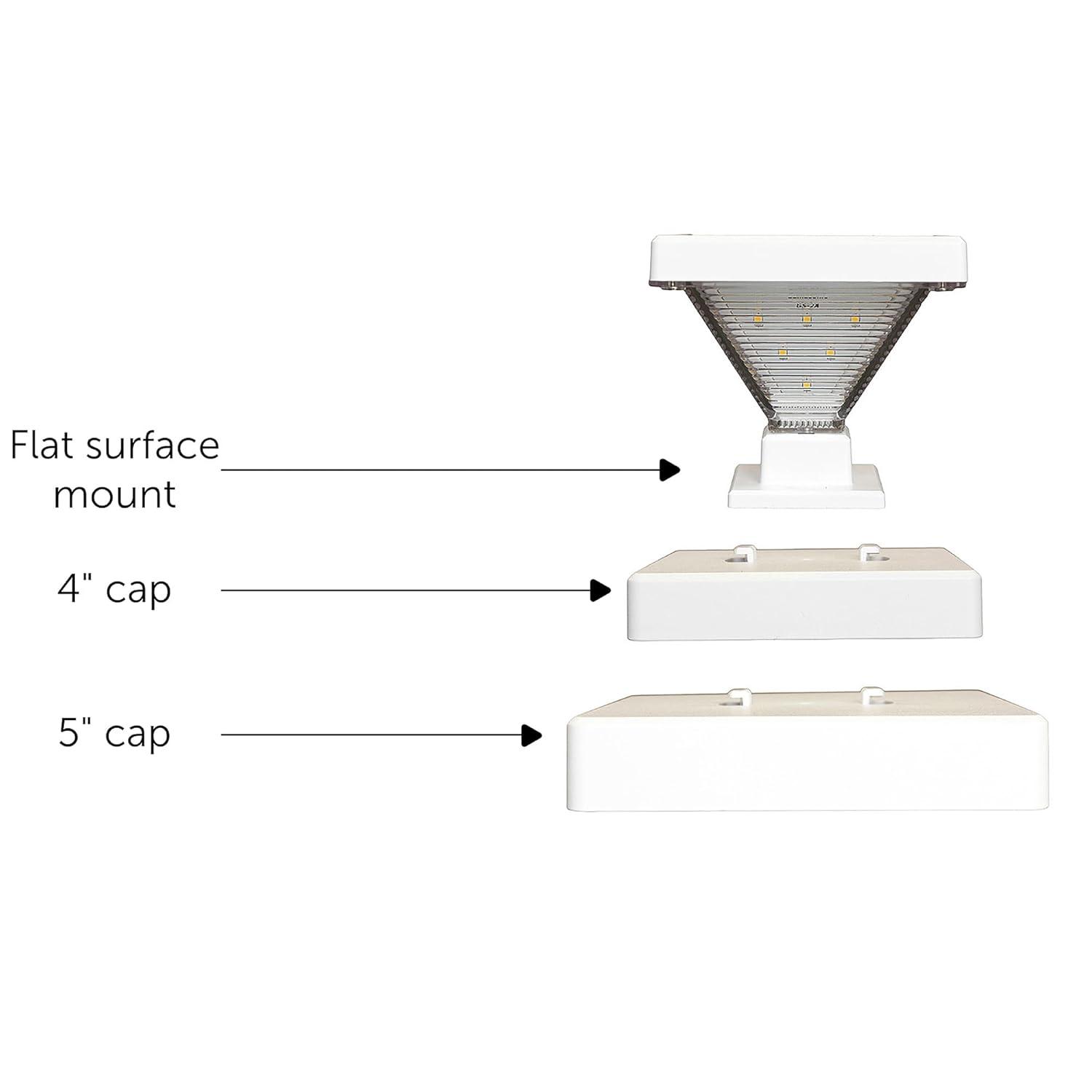 Gama Sonic Luxor Black 4x4 and 5x5 Solar LED Deck Post Cap Light with Warm White and Hi/Lo Mode for Backyard and Wood Fence(2-Pack) (Set of 2)