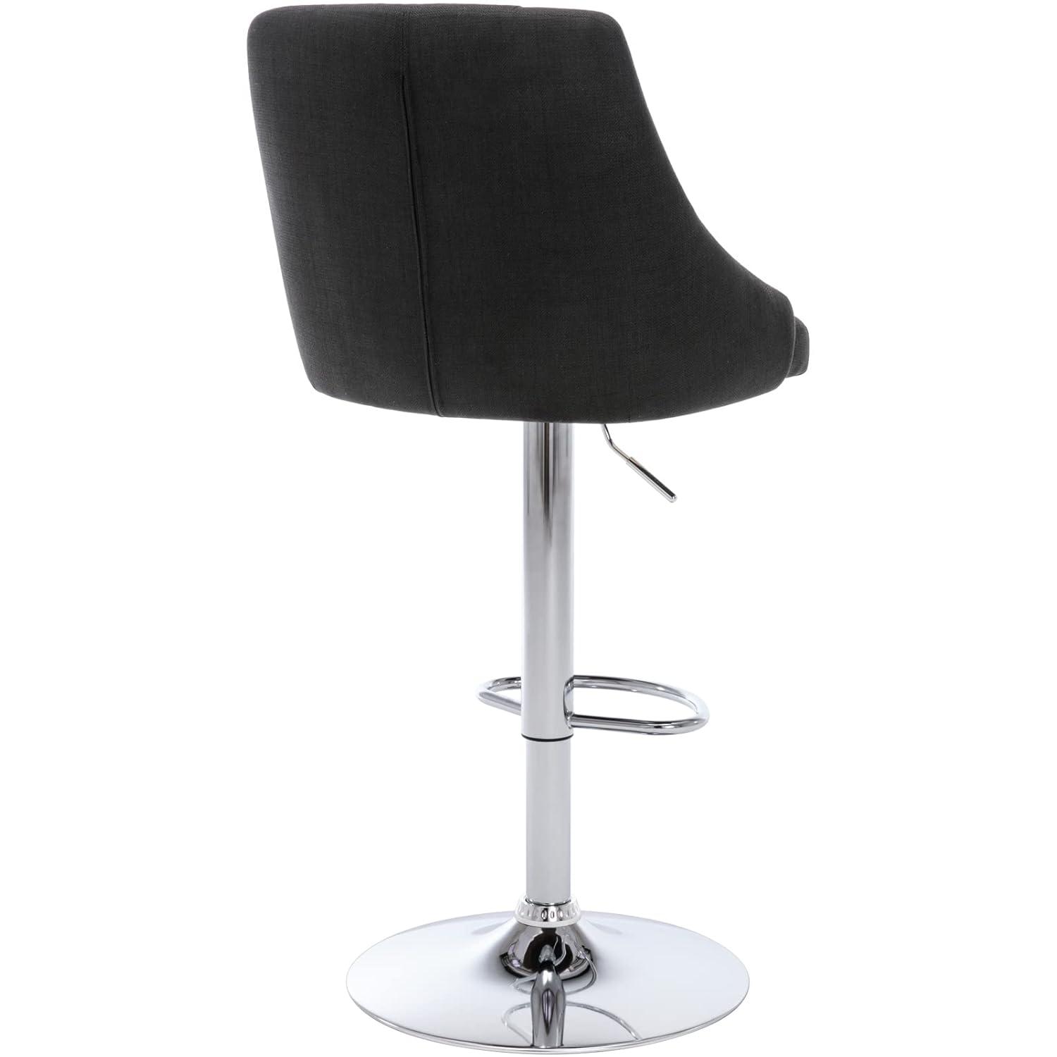 Brage Living Swivel Bar Stool with Back, Adjustable Fabric Tufted Barstool, Upholstered Counter Height Airlift Bar Chair for Kitchen Dining Cafe (Black)