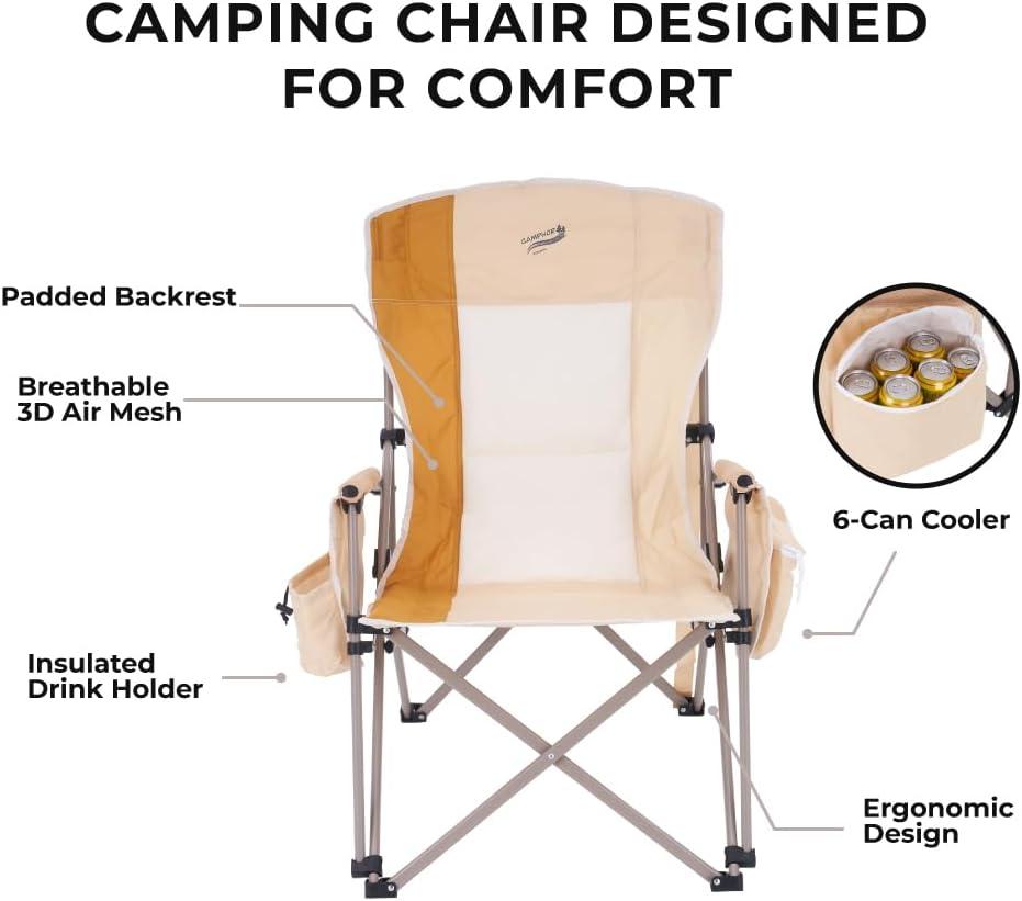 Camphor Designs Heavy Duty Portable Folding Camping Chair for Adults