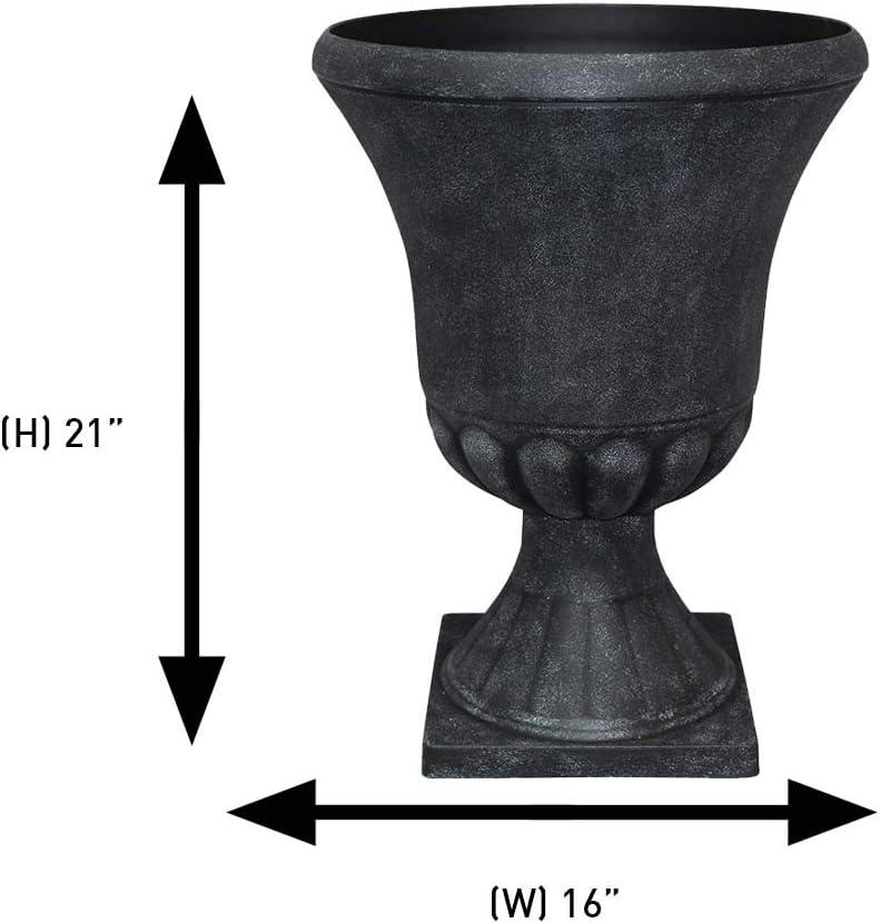 Winston 16 Inch Black Resin Outdoor Urn Planter