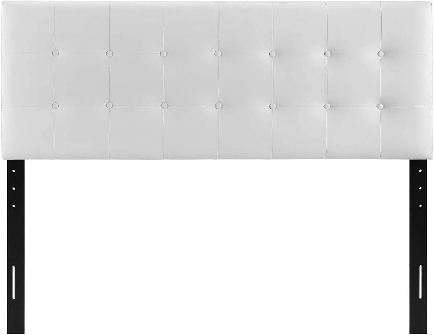 Emily White Faux Leather Tufted Full Headboard