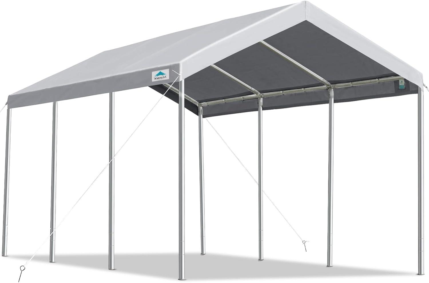 ADVANCE OUTDOOR 10 ft x 20 ft x 11 ft Car Canopy Garage Boat Shelter Gray Carports