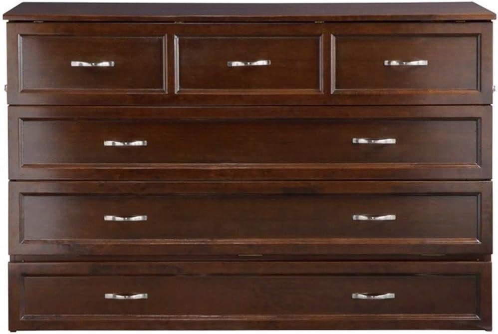 Queen Deerfield Murphy Bed Chest with Charging Station Walnut - AFI: Space-Saving Design, No Box Spring Needed