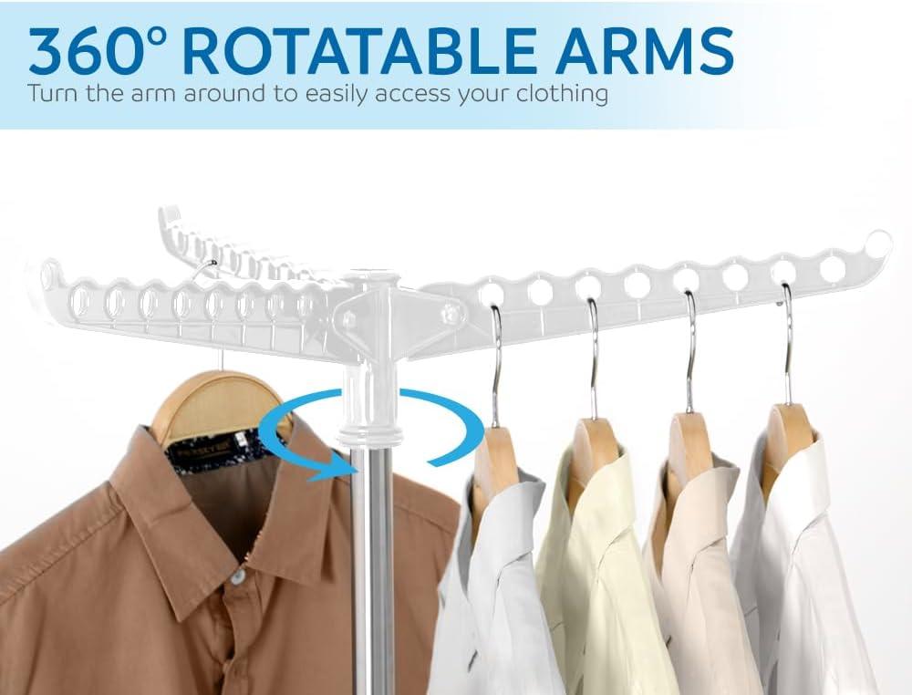 White Stainless Steel Foldable Drying Rack with Rotatable Arms