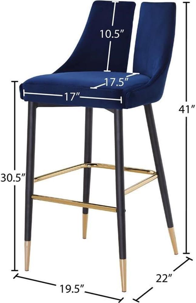 Meridian Furniture Sleek Navy Velvet Stool (Set of 2)
