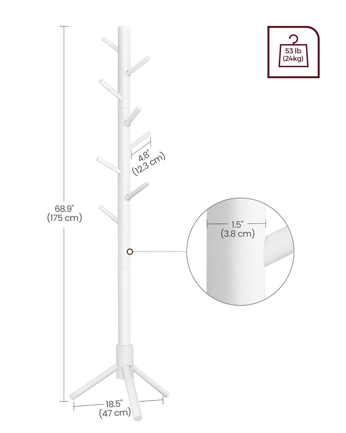 Solid Wood Freestanding 8 - Hook Coat Rack
