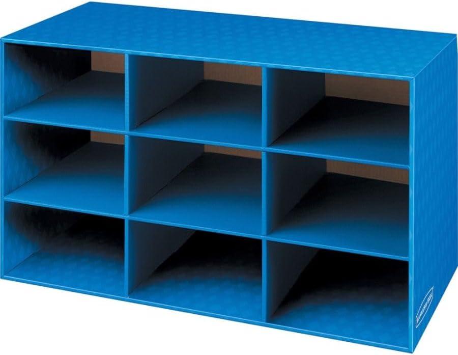 Bankers Box Classroom Literature Sorter, 9 Compartments, Blue, 28.25" x 13" x 16"