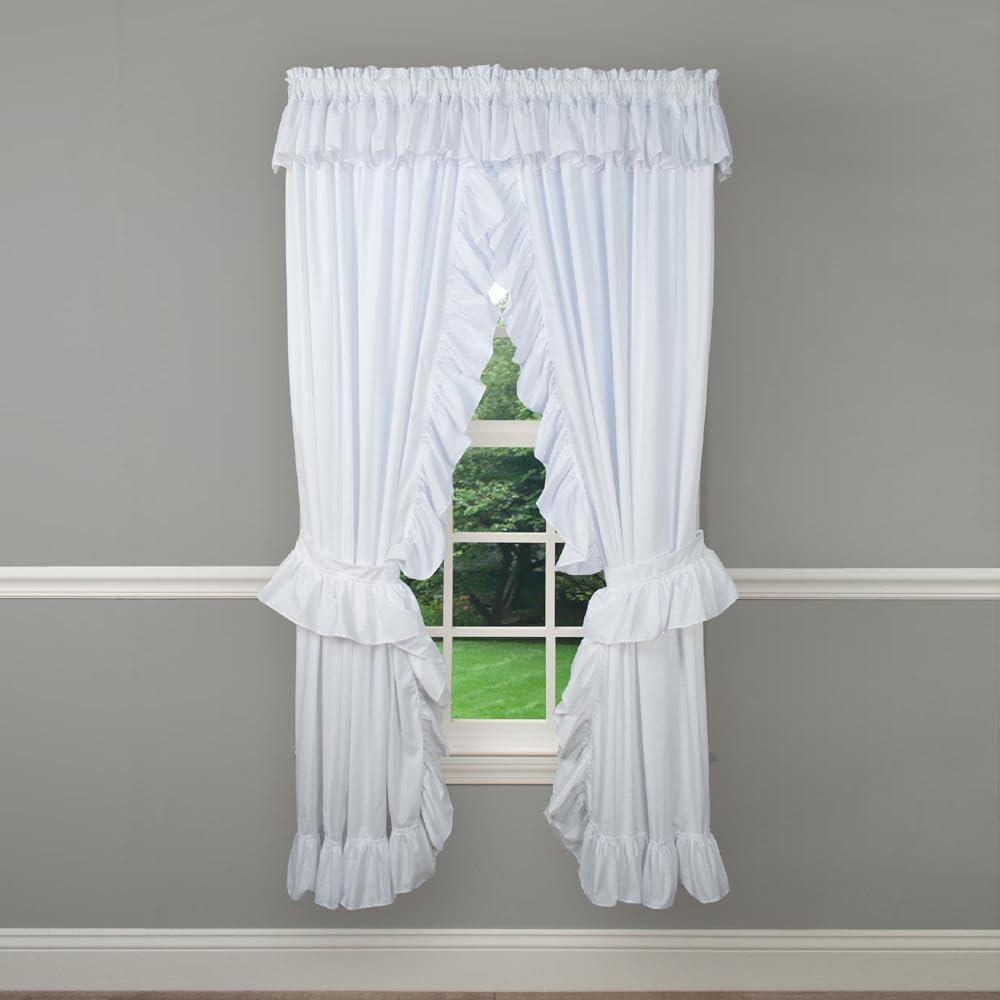 CintBllTer Classic Rod Pocket Curtain Panel Pair (White, 84" W x 84" L)