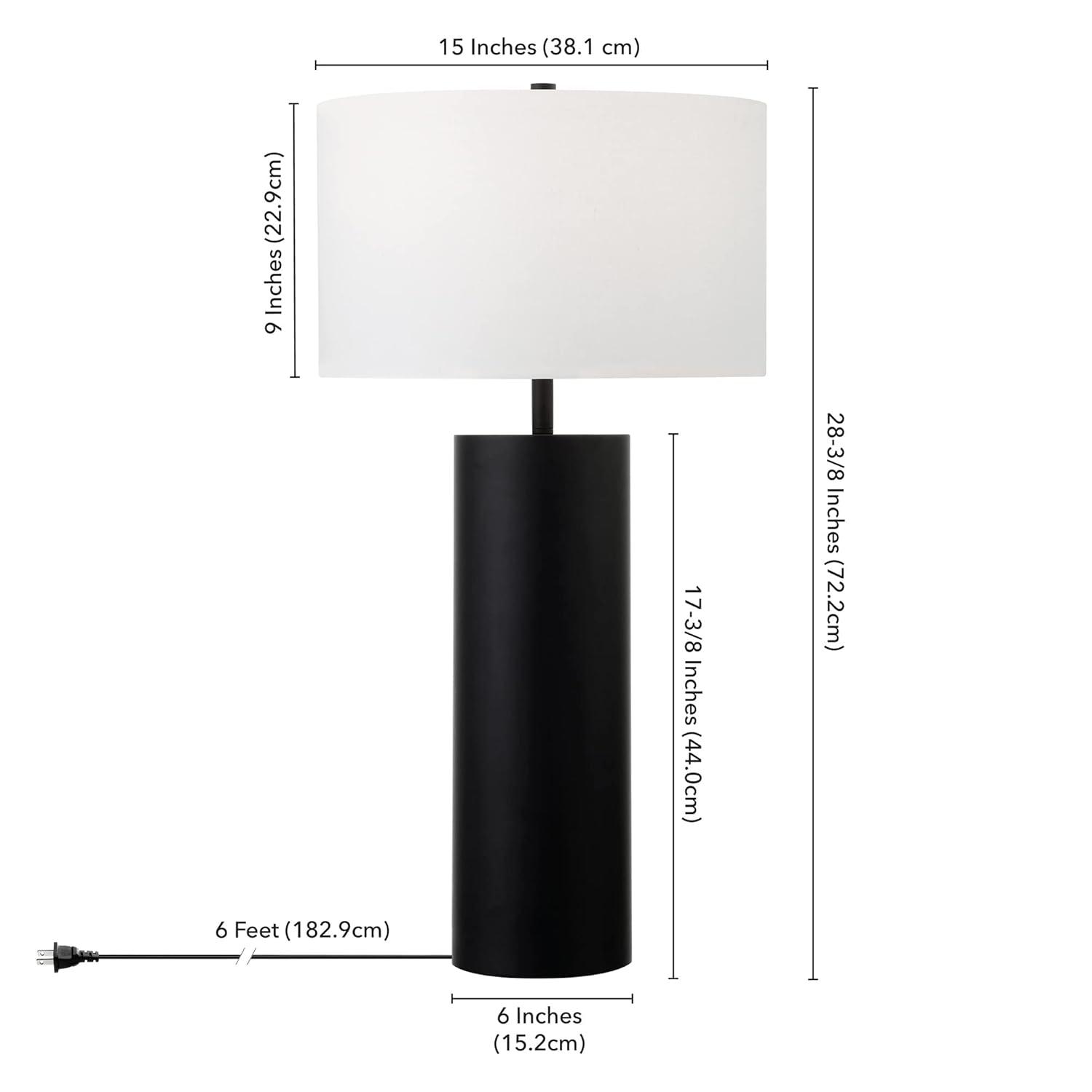 Evelyn&Zoe York 29.5" Mid-Century Modern Metal Table Lamp with White Drum Fabric Shade