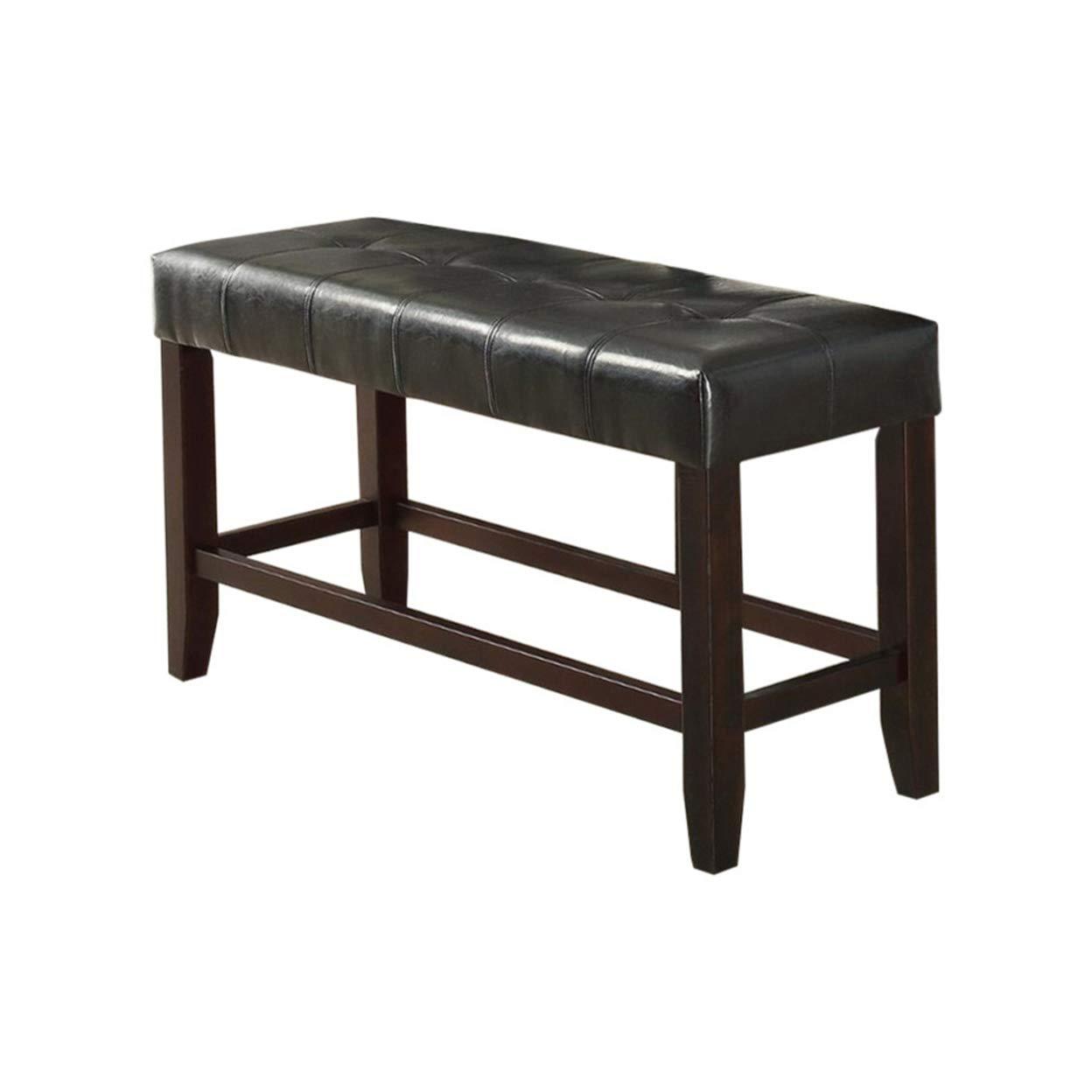 48" Black Faux Marble and Wood Dining Bench