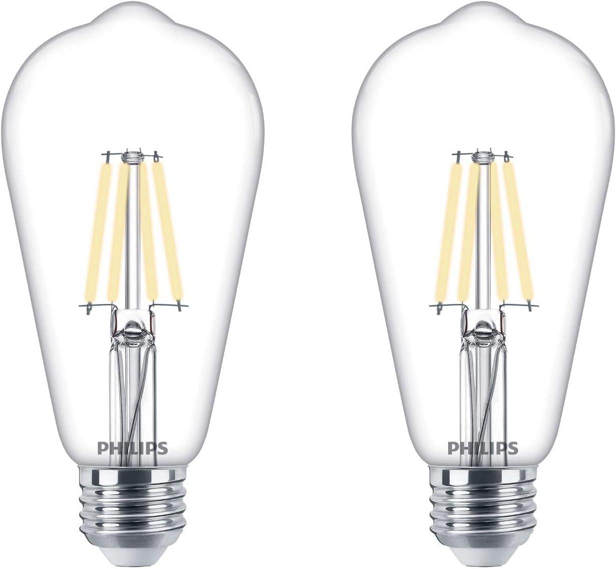 Philips LED 40W Clear ST19 Soft White: Dimmable, 400 Lumens, E26 Base, Energy Star Certified, 2-Pack