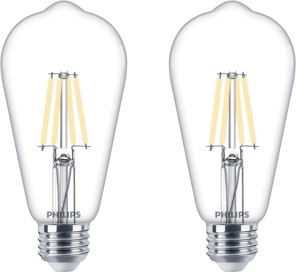 Philips LED 40W Clear ST19 Soft White: Dimmable, 400 Lumens, E26 Base, Energy Star Certified, 2-Pack