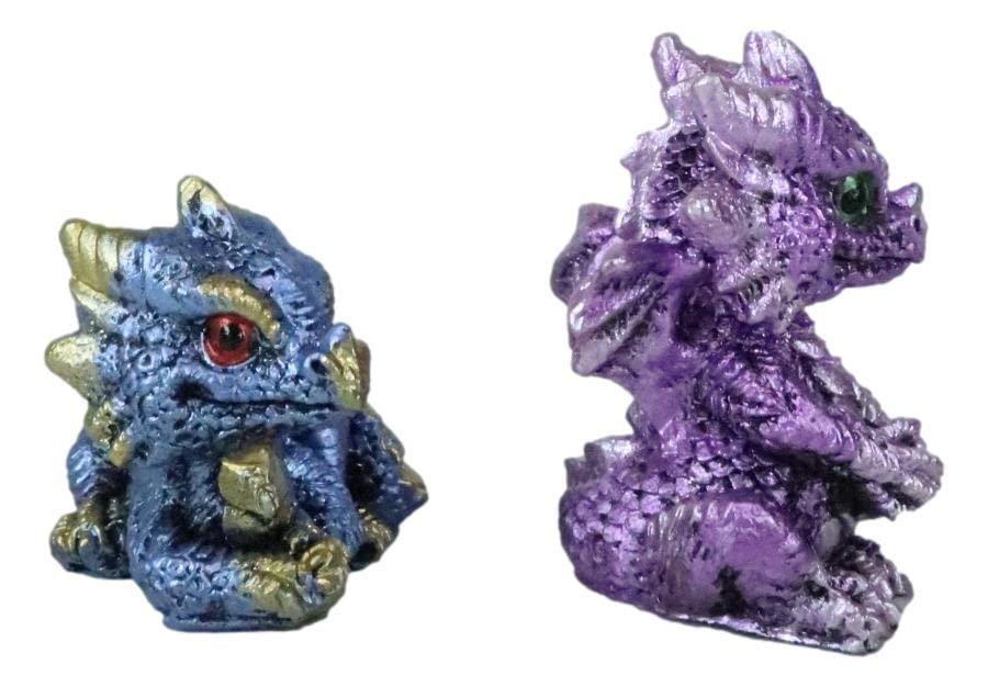 Ebros Set of 12 Colorful Red Green Purple Blue Baby Dragons Miniature Figurine