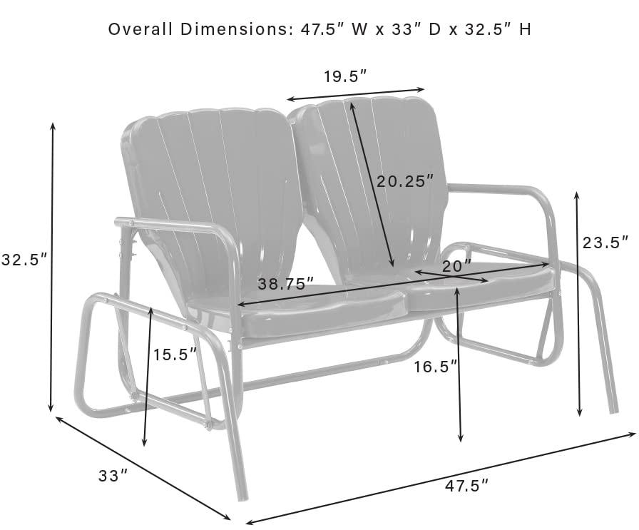 Ridgeland Outdoor Metal Loveseat Glider - Red - Crosley