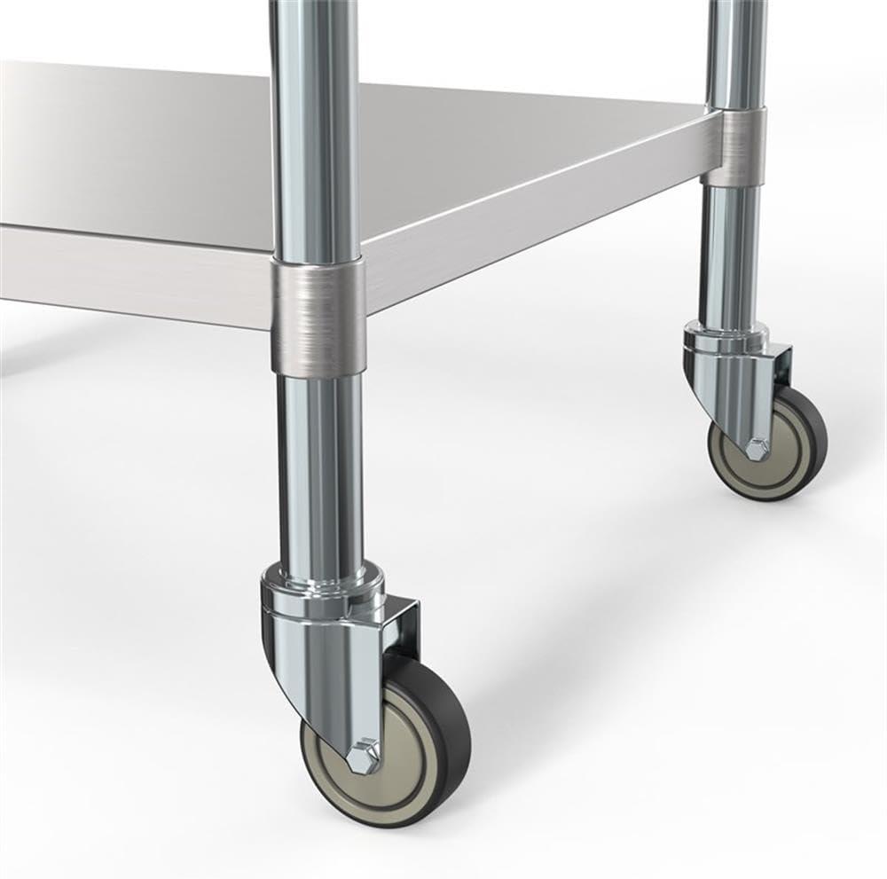 30" x 36" 18-Gauge 304 Stainless Steel Commercial Work Table with Casters, CT3036-18C.
