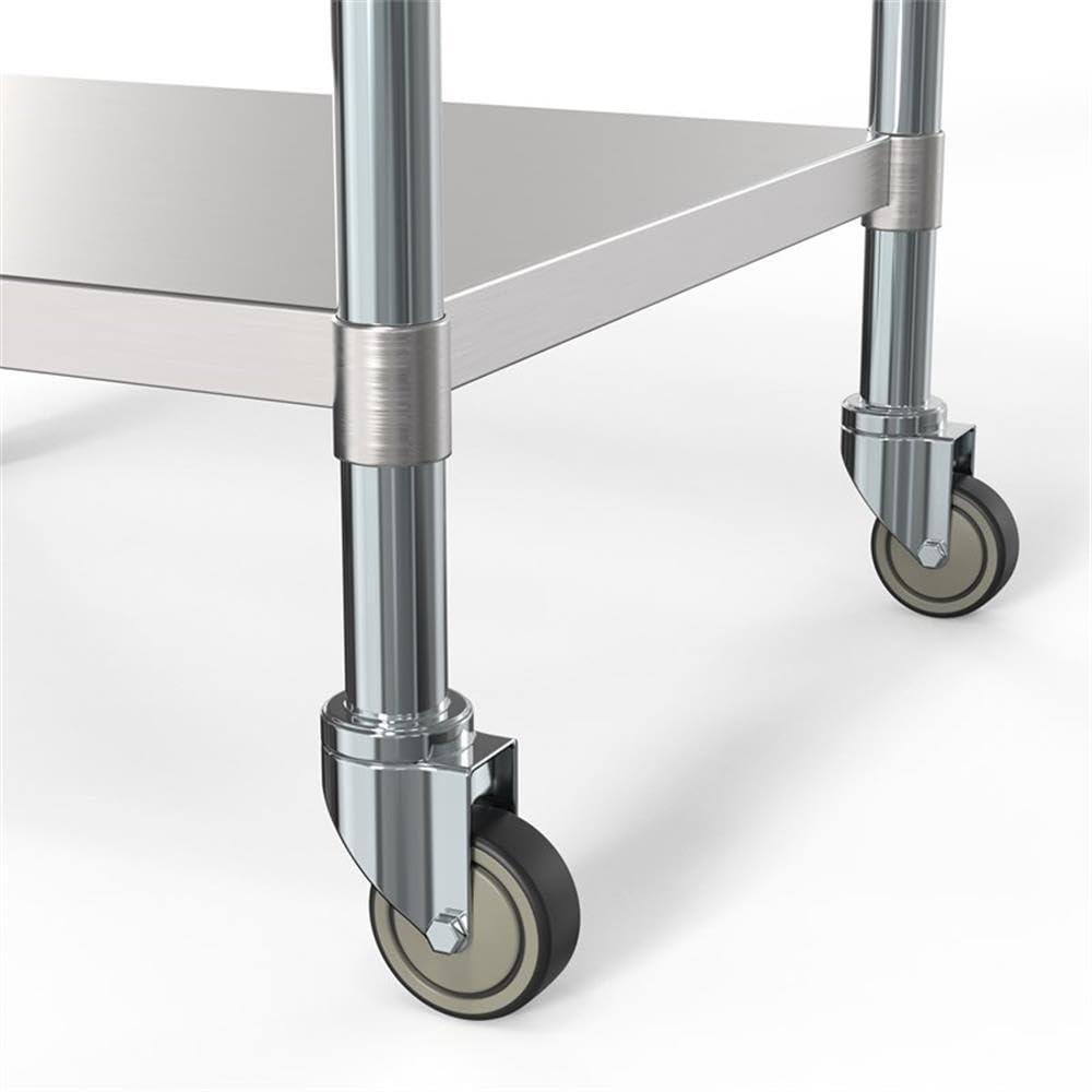 30" x 36" 18-Gauge 304 Stainless Steel Commercial Work Table with Casters, CT3036-18C.