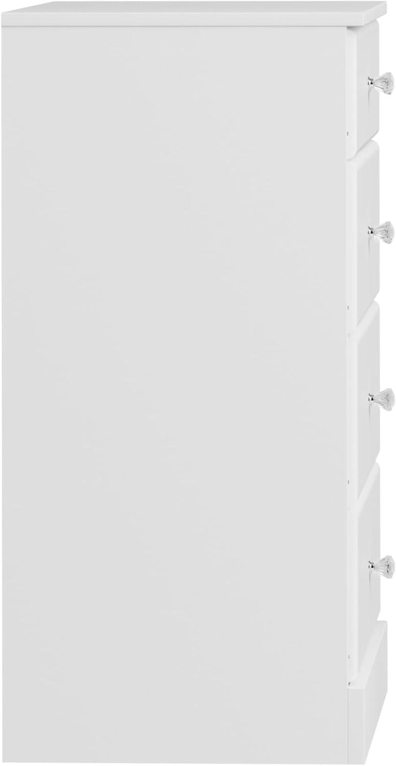 Astrid Crystal White 4-Drawer Vertical Dresser with Acrylic Knobs