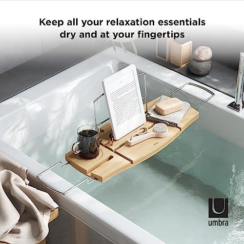 Umbra Aquala Extendable and Adjustable Bamboo Bath Caddy Natural