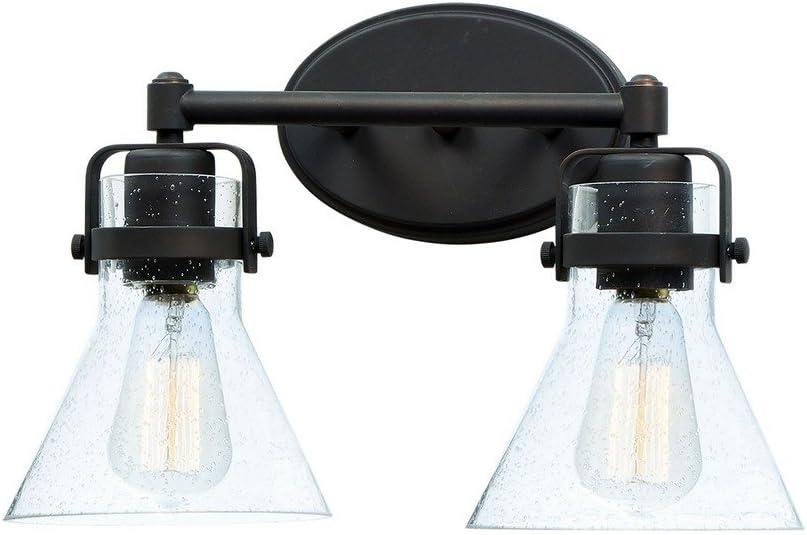 Bronze 15" Dimmable Vanity Light with Seedy Glass Shades