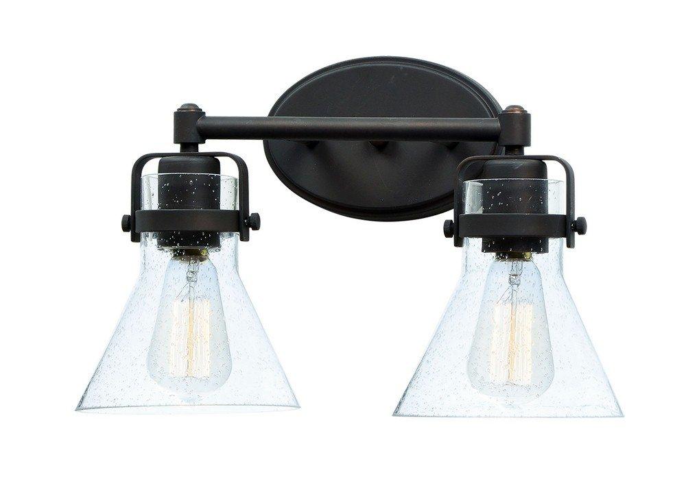 Bronze 15" Dimmable Vanity Light with Seedy Glass Shades