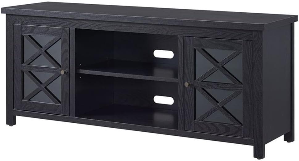 Evelyn&Zoe Colton Rectangular TV Stand for TV's up to 65", Black Grain