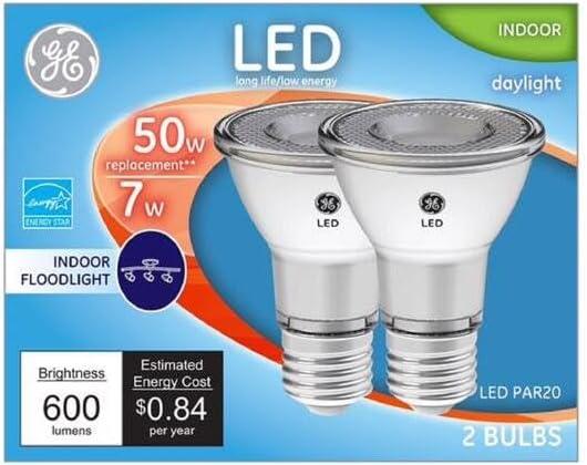 GE 93124156 LED Directional Light Bulb, R20, Daylight, Clear Bulb, 500 Lumens, 7 Watt, 2-Pk. - Quantity 1