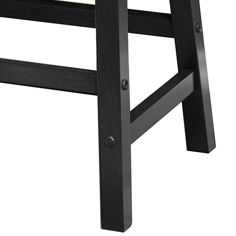 24" Satori Saddle Seat Counter Height Barstool Black - Winsome: Solid Hardwood, Backless Design