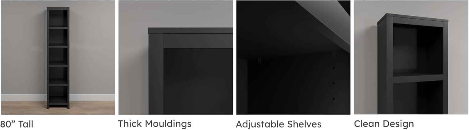 Prepac Tall 6-Shelf Bookcase, Drifted Gray